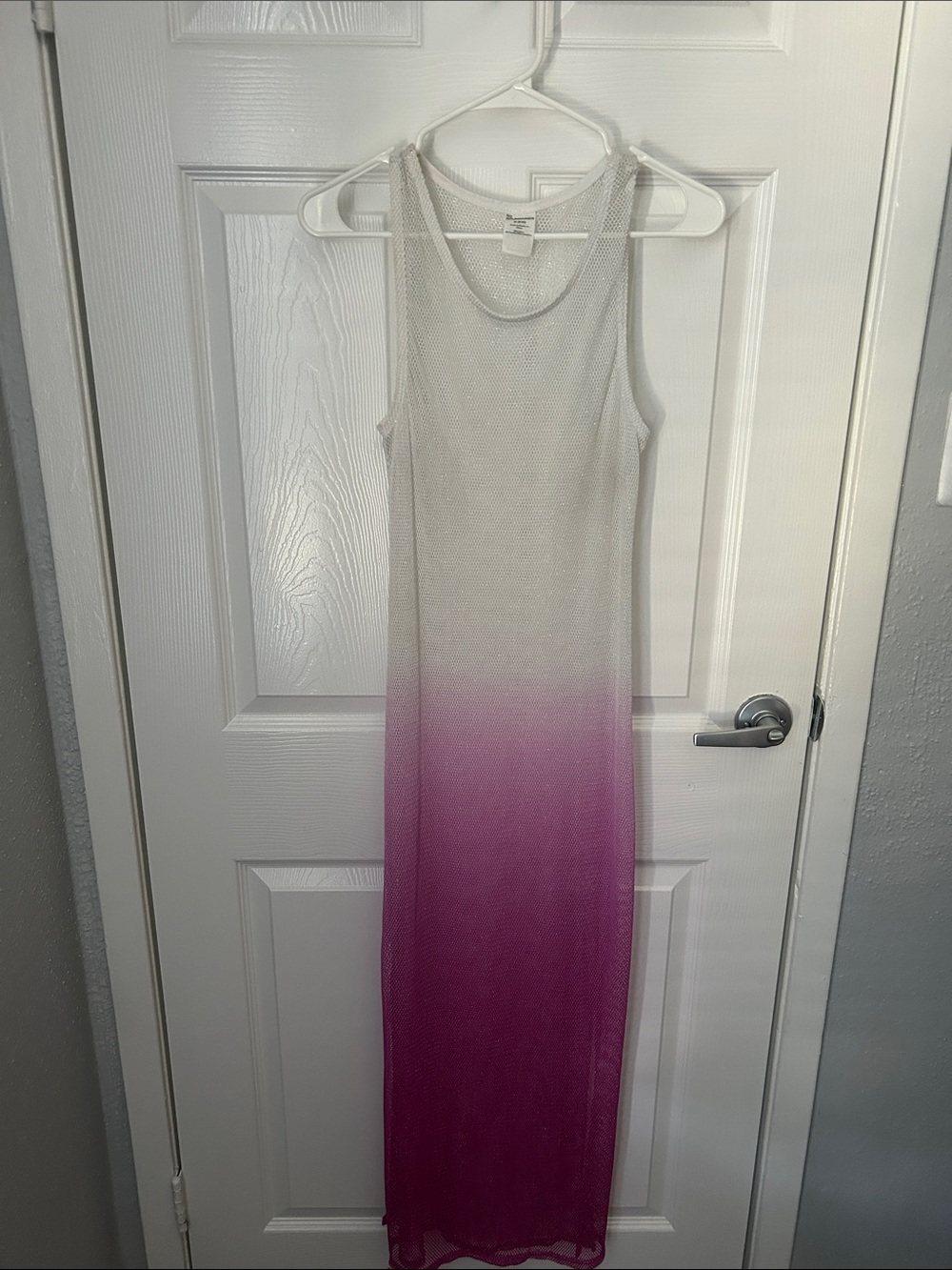 No Boundaries White to Pink Ombre Swim Coverup Maxi